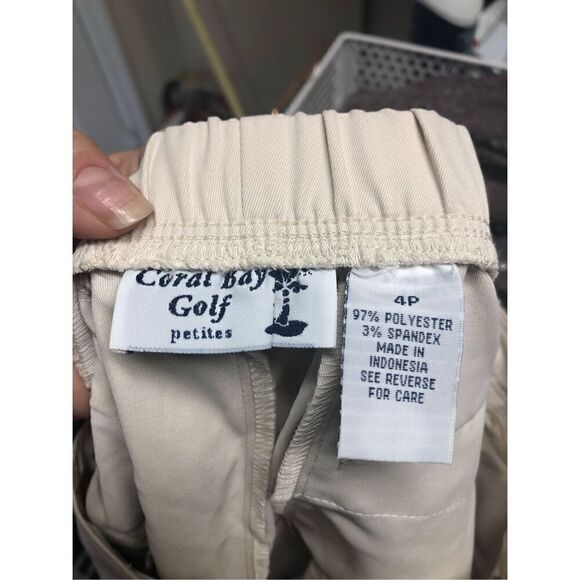 Coral Bay Golf Cream Embroidered Palm Trees 4P NWT - Picture 3 of 4